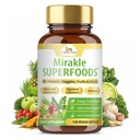 Organic Veda Mixed Greens Veggies Super Fruits Antioxidants Supplement with Digestive Pre & Probiotics - Mirakle Superfoods 40+ Organic Whole Food Nutrients, Vitamin C, Resveratrol - 120 Capsules