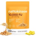 Nattokinase Supplement 10,000 FU, 240 Nattokinase Softgels Enteric Coated Softgels with MCT Oil Natural Natto Extract with CoQ10 Bromelain Turmeric Ginger Olive Leaf Non-Gluten