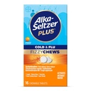 Alka-Seltzer Plus Cold & Flu FizzyChews, No Water Needed, On The Go Cold Medicine for Adults, Orange Flavor, 16 Count