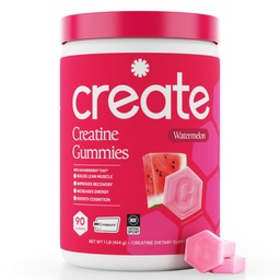 Creëer Creatine Monohydraat Gummy's voor mannen en vrouwen - Boost Focus, Kracht en Endurance, Anti-Melt Formula, Veganistisch, Glutenvrij, Non-GMO, 1,5 Gram Creatine per Gummy (Watermeloen, 90 ct)