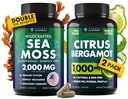 Citrus Bergamot & Sea Moss Capsules Bundle - Support Heart Wellness, Boost Immunity & Energy, Promote Healthy Aging, Enhance Overall Wellness - 240 Vegan Capsules