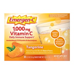 Emergen-C 1000mg Vitamine C Immune Support Poeder Tangerine 30CT bevat zink, Mangaan, 7 B Vitaminen en Elektrolyten voor Back to School Essentials