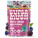 SuperMush Daily Sleep Gummies for Adults - Functional Mushroom Gummies with Magnesium, L-Theanine, Chaga, Reishi, Chamomile - Melatonin Free Sleep Aid for Deep Sleep - Vegan & Sugar-Free (10 Count)