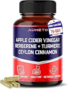 Apple Cider Vinegar Berberine Ceylon Cinnamon Kurkuma All-in-1 Supplement voor optimale spijsvertering, immuniteit en gewichtsbeheer *USA Made & Tested* (150 Telling (Pack of 1))