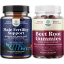 Bundle of Male Fertility Supplement for Enhanced Count Motility & Overall Fertility Support and Beet Root Gummies Invigorating Beet Gummies for Adults Nitric Oxide Energy & Heart Health Support