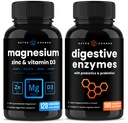 NutraChamps Magnesium Zinc & Vitamin D3 Capsules and Digestive Enzymes Capsules 2 Pack Bundle