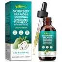 10-in-1 Soursop Bitters Liquid Drops, Soursop Drops with Sea Moss, Moringa, Turmeric, Black Seed Oil, Oregano Formulated for Immune Wellness Antioxidant Support & Healthy Digestion 2 FL Oz