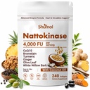Nattokinase Supplement 4,000 FU, 10-in-1 Nattokinase Softgels with CoQ10, Bromelain,Turmeric, Ginger, Olive Leaf & White Willow Bark | Enteric Coated with MCT Oil | Non-GMO, Gluten Free, 240 Softgels