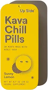Up Side Kava Chill Pillen, Kava Kava Candy Moon Mint smaak, natuurlijke supplement voor rust & stress ondersteuning, 6 Pack 20 Mints