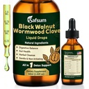 Black Walnut Wormwood Clove Liquid Drops - Natural Herbal Cleanse & Digestive Balance Support, Gut Health Wormwood Tincture with Pumpkin Seed, Papaya, Fennel & Garlic, Non-Irritating Drops for Adults