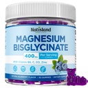 Magnesium Bisglycinate Gummies, 400mg Magnesium Bisglycinate Supplement, with Vitamin B6, C, D3, Zinc for Sleep & Relaxation, Muscle Support, Sugar-Free, Vegan, Blueberry Flavor, 60 Count