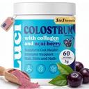 Luci Colostrum Powder 60 Servings 3 in 1 with Collagen Peptides and Acai, Bovine Colostrum for Gut Health, Bloating, Collagen Protein for Muscle, Skin, Hair, Nails and Immunity, Gluten & Fat Free 180g