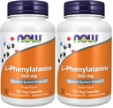 NOW Foods Supplements, L-Phenylalanine 500 mg, Nervous System Support*, Amino Acid, 120 Veg Capsules, (Pack of 2)