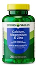 Calcium, Magnesium & Zinc Plus Vitamin D3 Coated Caplets Spring Valley, 250 Count + Daily Supplement Tracker Sticker