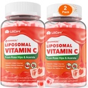 Natural Liposomal Vitamin C 1000mg Gummies for Adults & Kids 9+, Vitamin C w/ 11mg Zinc, D3, Elderberry, Echinacea, Bioflavonoid, Immune Support, Whole Food VIT C from Fruits, Sugar Free, 2 Pack