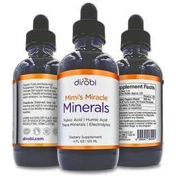 Dirobi Mimi's Miracle Minerals Fulvic Acid Humic Acid - Mineral Blend Drops Supplement, Liquid Trace Minerals 70 Ionic Minerals - Organic Plant Afgeleid (4 oz 120 dagen levering)...