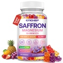 Saffron Gummies Kids & Adults, Mixed Fruit Flavor Sugar Free, Saffron Magnesium Supplements with 88.5mg Saffron Extract, B6, D3, Lutein, Omega-3, Brain, Focus, Calm & Vision Support, Vegan, 60 Counts