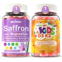 Nextdia Saffron with Magnesium Glycinate Gummies + Toddler 2-3 & Kids Vitamin D3 K2 + Algae Calcium Filled Gummies