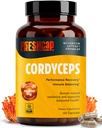 FreshCap Mushrooms Ayurvedic Premium Organic Cordyceps Capsules - 10:1 Fruiting Body Extract with 32% Beta-Glucans - 3rd-Party Tested - Supports Natural Energry and Promotes Endurance (120 Capsules)