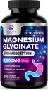 Magnesium Glycinate 1000mg Per Serving - Pure & Chelated for High Absorption - Supports Muscle, Nerve & Heart Health - Best Magnesium Supplement for Gentle Sleep Support, Bottled USA - 240 Capsules
