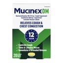 Mucinex DM 12Hr Chest Congestion & Cough Medicine for Adults, 20 Tablets
