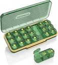 Pillen Organisator 3 keer per dag, 7 dagen pil Box 3 keer per dag - Acedada Weekly Medicine Box Organizer, 7 Afneembare draagbare Daily Pillen Container Dispenser Case voor Vitaminen Visolie Supplementen, Groen