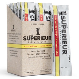 Superieur Electrolyte Powder Packets- Vegan Electrolyte Hydration Powder w/Sea Minerals- Keto Friendly, Non-GMO, Zero Sugar Electrolyte Supplement-Gezonde Sport Drink-Strawberry Lemonade (14 Packets)