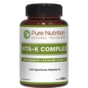 Pure Nutrition Vitamin K Complex K1 + K2 | 2250 mcg | 120 Tab | Full Spectrum K Vitamin Supplement with K1 1000mcg, K2 as MK4 1000mcg + K2 as MK7 250 mcg | Non GMO | Gluten Free