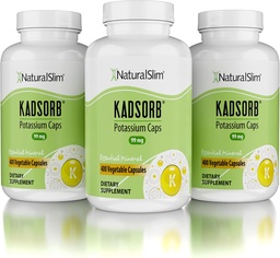 NaturalSlim Natural KaliumCitraat Gluconaat 99 mg - Kadorb Ondersteunt Electrolyt Balance & Normale pH - Absorbeerbare Kaliumsupplementen met Essentiële Mineralen - Niet GGO 400 Capsules 3 Pack