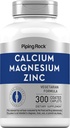 Piping Rock Calcium Magnesium Zinc Supplement | 300 Coated Caplets | Non-GMO, Gluten Free