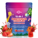 Magnesium Complex 700mg - 12 in 1 Magnesium Gummies with Glycinate, Citrate, Malate, Oxide, Taurate, Aspartate, Orotate - Supports Relaxation, Muscle & Heart - Sugar Free Strawberry 120 Count