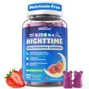 Kids 4+ Melatonin Free Sleep Aid Gummies + Magnesium Glycinate + Saffron + Calcium, D3+K2, Inositol-Kids Sleep Gummies Nighttime Multivitamin Support Calm Mood, Brain, Bone & Immune, Sugar Free, 60Cts