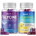 duwhot Glycine Gummies 3g & St. John's Wort Gummies 600mg, Sleep, Stress Relief & Nervous System Support, Vegan, Non-GMO, 60 Ct Each