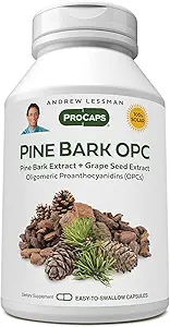ANDREW LESSMAN Pine Bark OPC Anti-oxidant Extracts 30 Capsules - Ondersteunt weefsels en orgaansystemen te neutraliseren Damaging Free-radicals, Proanthocyanidines, Krachtige Anti-oxidant, Geen Additieven