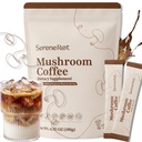 Mushroom Coffee, Instant Mushroom Coffee with 6 Adaptogenic Mushrooms and MCT Oil for Better Energy, Focus, Digestion & Immune Support,No Earthy Aftertaste, Smooth Dissolution, 30 Servings