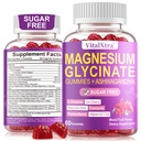 Sugar-Free Magnesium Glycinate Gummies, 13-in-1 Magnesium Gummies for Adults & Kids, with Ashwagandha, L-theanine, Zinc for Muscle Relaxation, Bone Support & Heart Health, Non-GMO, 60 Count