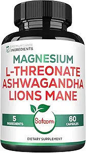 Satoomi 5in1 Magnesium L-Threonaat met Mangesium Glycinate, Ashwagandha, Chelate & Lions Mane - 60 capsules