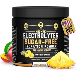 HRDWRK Elektrolyten Poeder met Magnesium, Kalium - Suikervrije Elektrolyten Boost Endurance en verminderen vermoeidheid met dit Electrolyten supplement - Maximale hydratatie - Keto vriendelijk