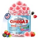 Omega 3 Gummies for Kids & Adults - Vegan 1280mg Liposomal Omega-3 Fatty Acid DHA EPA Supplement - with Vitamin D3, K2, Calcium & Magnesium - Algae, Sugar Free, Mixed Berry Flavor