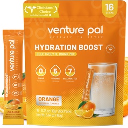 Venture Pal Sugar Free Electrolyte Powder Packets - Liquid Daily IV Drink Mix for Rapid Hydration & Party Recovery 5 Vitaminen & 7 Elektrolyten . Keto Friendly 