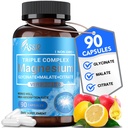 ASSR Triple Magnesium Complex - 300mg Pure Ocean Magnesium Glycinate & Magnesium Malate & Magnesium Citrate for Sleep, Energy, and Relaxation Support, High Absorption, Vegan, Non-GMO, 90 Capsules
