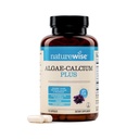 NatureWise Algae Calcium Plus - with Aquamin Calcium, Magnesium, Vitamin C, D3, and K2 - Vegan Algae Calcium Supplements for Women & Men - Bone Health Support - Non-GMO - 120 Capsules[60-Day Supply]