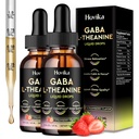 2 Pack GABA L-Theanine Drops - Liquid GABA L-Theanine Supplement with Ashwagandha, Magnesium Glycinate, Vitamin C, B6 - Support Sleep, Relaxation, Calm Mood & Focus - Strawberry Flavor