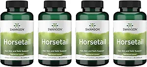 Swanson Horsetail - Kruidensupplement ter ondersteuning van gezond haar, huid en nagels - natuurlijke ingrediënten voor botgezondheid en urinetrek ondersteuning - (90 capsules, 500 mg elke) (4 verpakkingen)