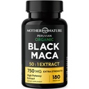 Zwarte Maca Root 50:1 Extract 37.500mg 180 Capsules Biologische Peruaanse Maca Peruana Supplement voor Mannen Hoge Potentie Energie, Mood & Performance Support Vegan, Non-GMO