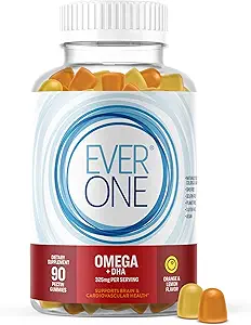 Omega Fish Oil Gummies voor Volwassenen en Tieners met DHA - Ondersteuning Hersenen en Cardiovasculaire Gezondheid Supplement - Vegan, Gelatine Vrij, GGO-vrij - Delicious Orange en Citroen Gesmaakt met Omega 3, 6, en 9