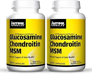 Jarrow Formulas Glucosamine + Chondroitin + MSM - 240 Capsules, Pack of 2 - Nutriënt ondersteuning van de gezamenlijke gezondheid - met vitamine C & Mangaan - 120 Total Servings