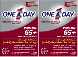 ONE A DAY Proactive 65+, Mens & Womens Multivitamine, supplement met vitamine A, vitamine C, vitamine D en zink voor Immune Health Support*, Calcium, Folic Acid & More, Tablet 150 Tellen (pakket van 2)