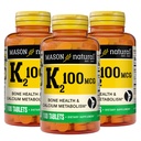 MASON NATURAL Vitamin K2 100 mcg with Calcium, 300 Day Supply | 100 mcg K2 with 40 mg Calcium to support bone health, muscle function & proper calcium metabolism; 300 tablets