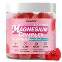 12-in-1 Magnesium Complex Gummies for Women, 1000mg Liposomal Magnesium Glycinate Citrate Malate Oxide Supplement with D3, Methylated B6&12, Zinc for Relax, Sleep, Bone, Muscle Health, Vegan, 60 Chews
